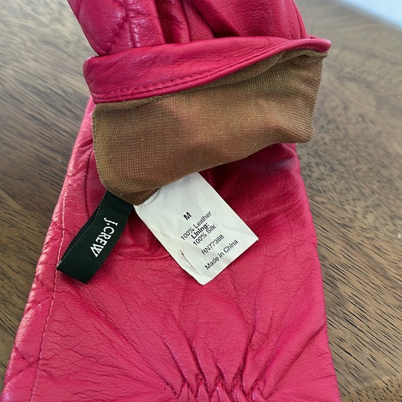 J. Crew Women’s Bright Pink Quilted Leather Gloves Size M - Picture 4 of 6